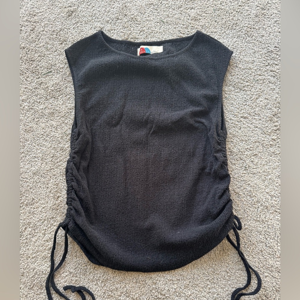Free People Black Ruched Tank Top